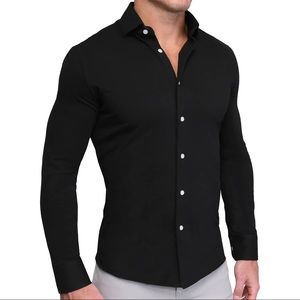 The Tie Bar The Modern-Fit Oxford Black Casual Shirt black dress shirt button up